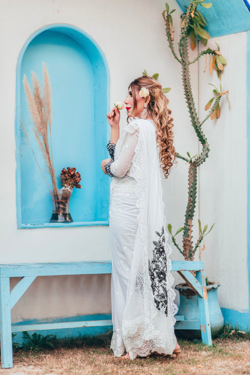 White Festive Saree ll